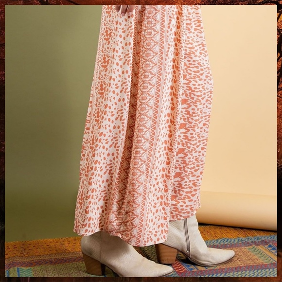 easel Pants & Jumpsuits Easel Its A Special Day Smocked Waist Wide Leg Pleated Flowy Palazzo